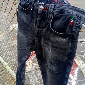 Phillip Plein Patched Rugged Denim Jeans Dark Grey 32